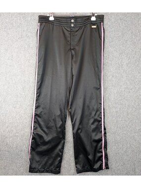 Nike Track Pants Mens Size Large Black Pink Stripe Elastic Waist Zipper Ankle